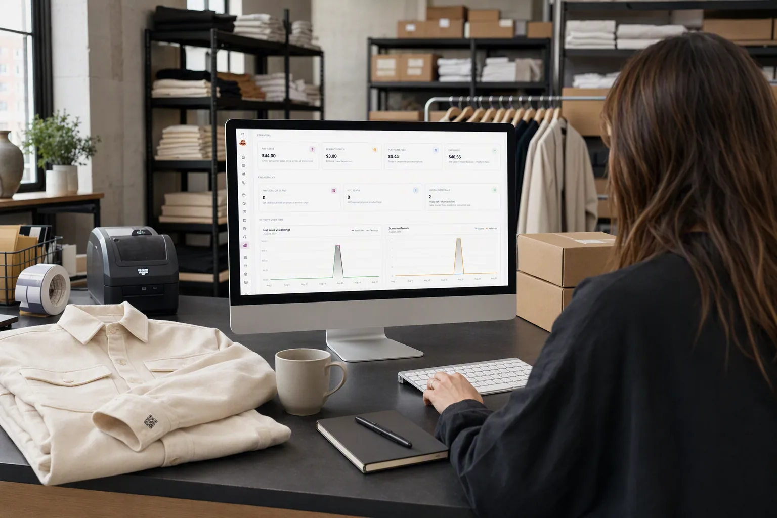 Brand operator reviewing Grapevine sales and reward analytics